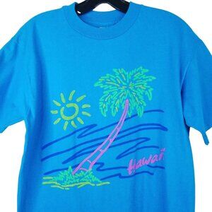 Hanes Single Stitch Hawaii T Shirt Adult L Vintage 90s Palm Tree Sun Surf Ocean